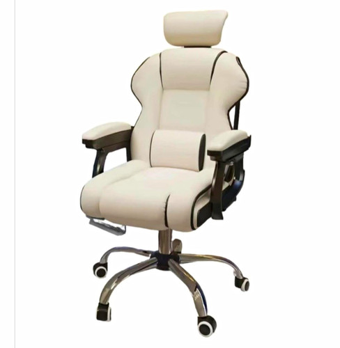 White faux leather high back - leather,