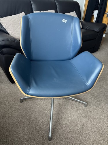 Blue leather oak ply swivel - blue, &